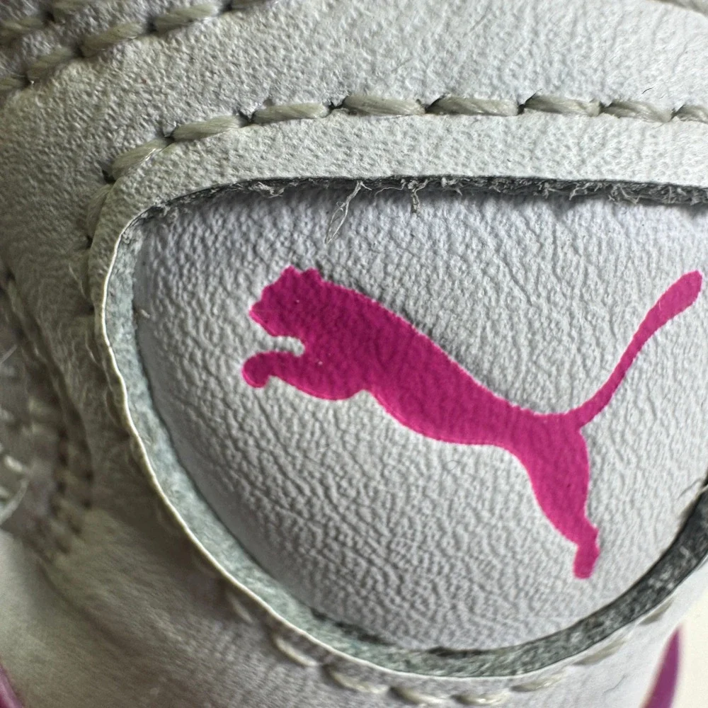Puma Platform Sneakers Lace Up White Pink Women Size 7.5 Chunky Casual